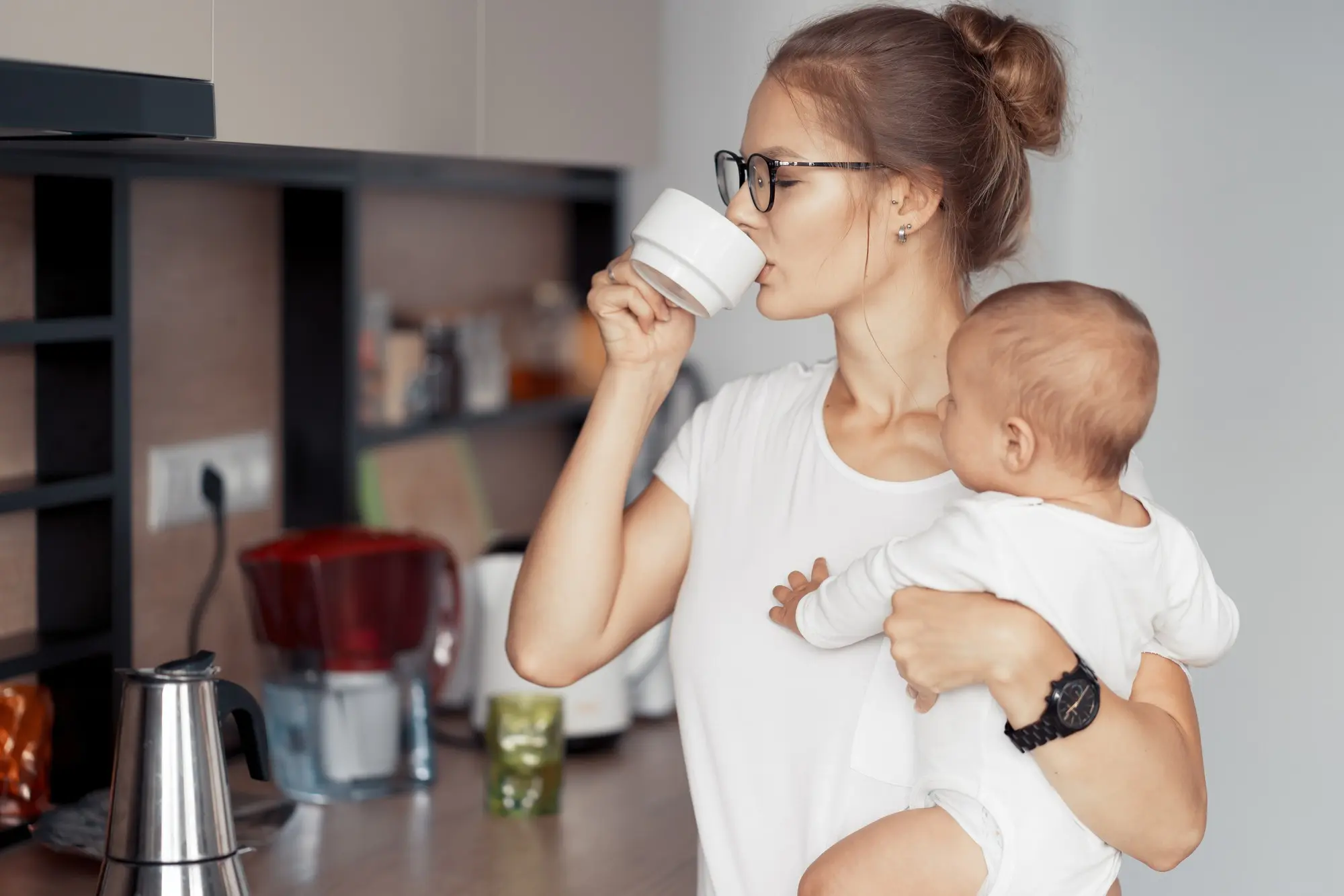 Mom Drinking From Cup